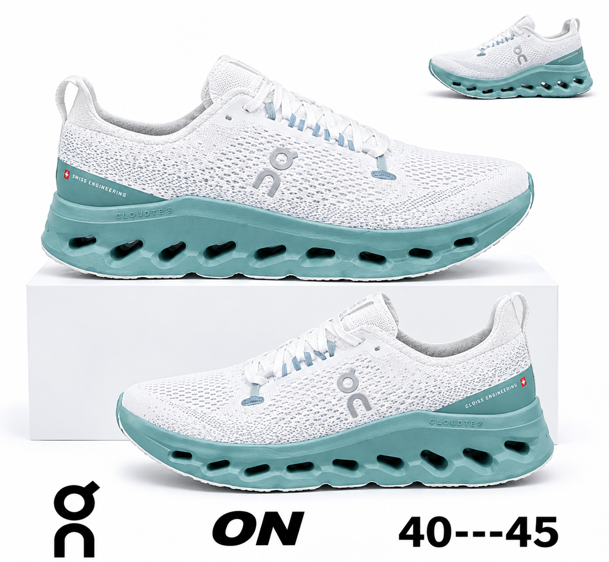 ON CloudTec blanc & verte– Chaussures de Running